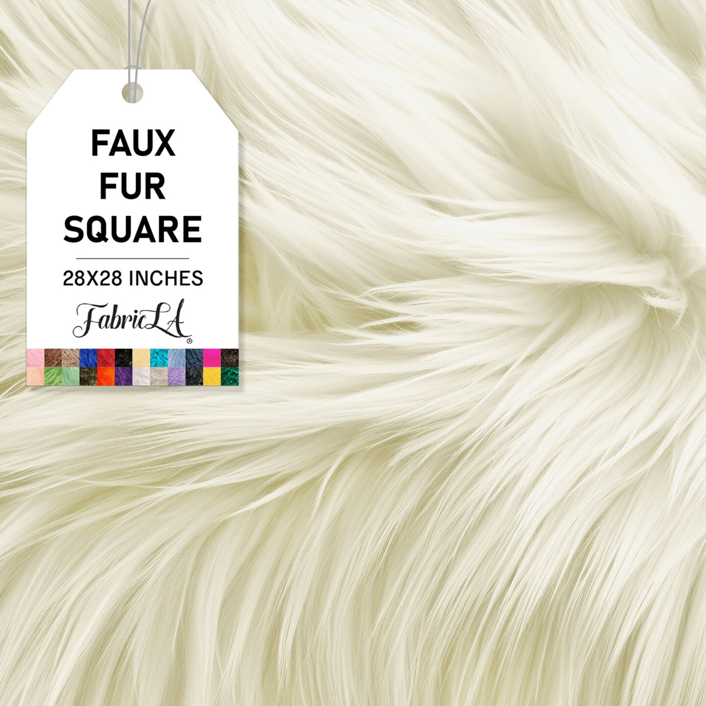 FabricLA | Faux Fur Fabric Square | 28&#x22; X 28&#x22; Inch Wide Pre-Cut Shaggy | Fake Fur Fabric | DIY, Craft Fur Decoration, Fashion Accessory, Hobby | Off White