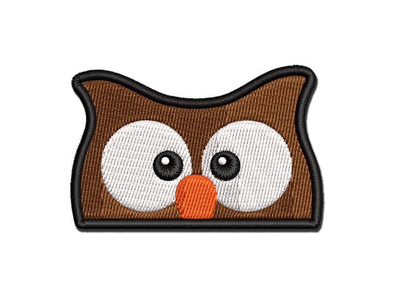 Peeking Owl Multi-Color Embroidered Iron-On or Hook &#x26; Loop Patch Applique