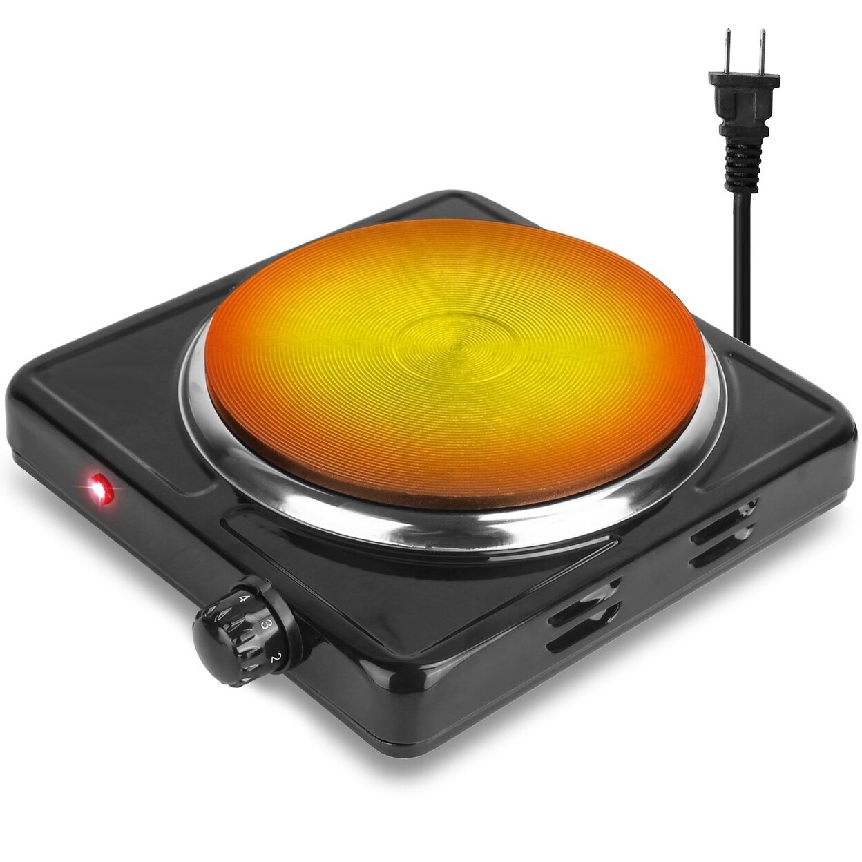 SKUSHOPS 1500W Electric Single Burner Portable Heating Hot Plate Stove Countertop RV Hotplate with Non Slip Rubber Feet 5