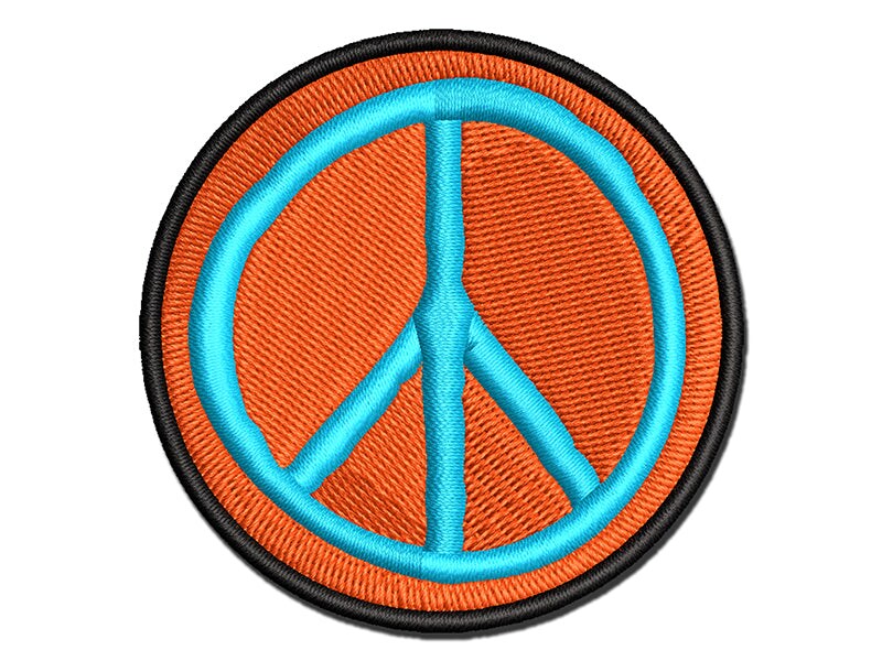 Peace Sign Sketch Multi-Color Embroidered Iron-On or Hook &#x26; Loop Patch Applique