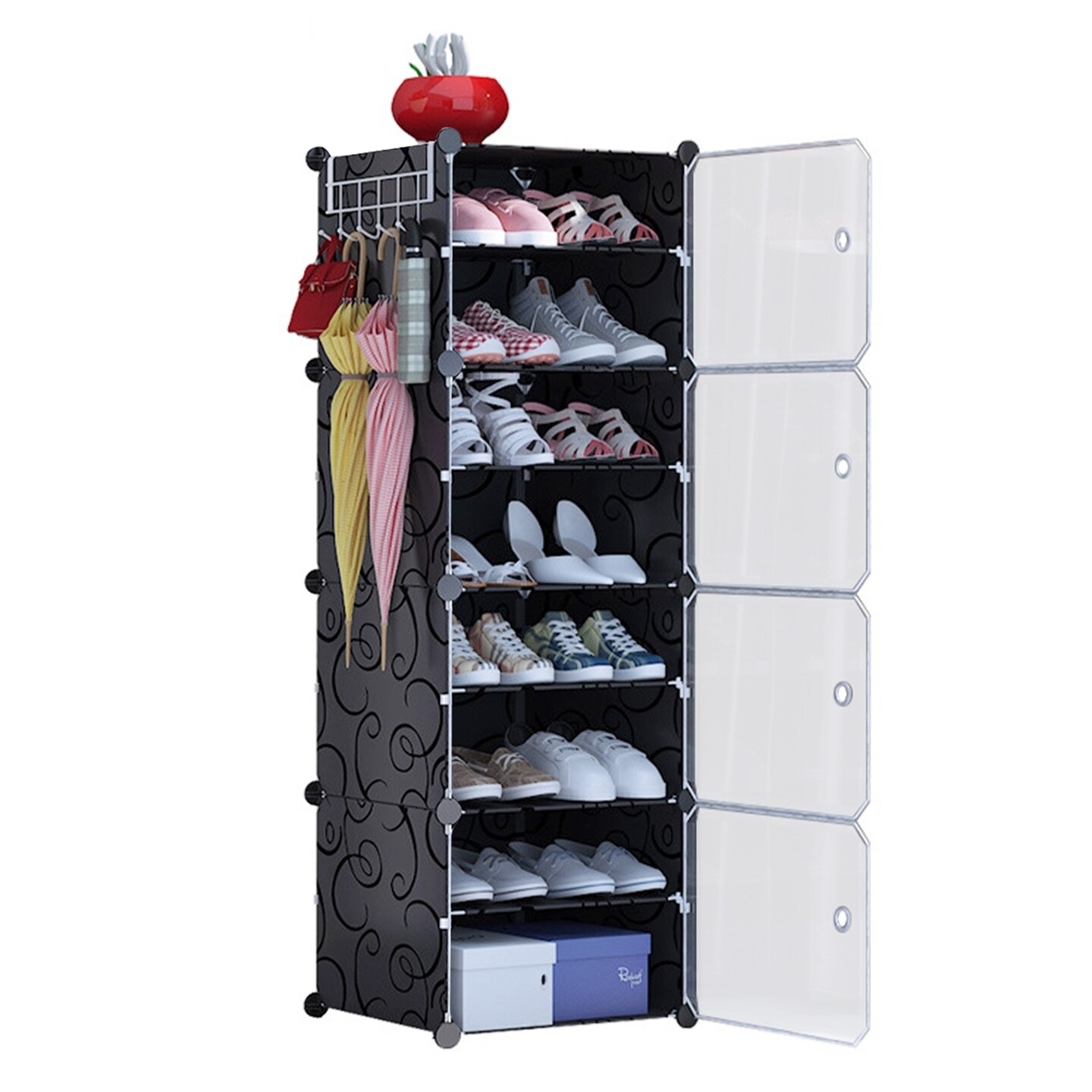 Newhome 10-Tier 3-Row Shoe Rack Organizer Black Stackable Storage Shelf
