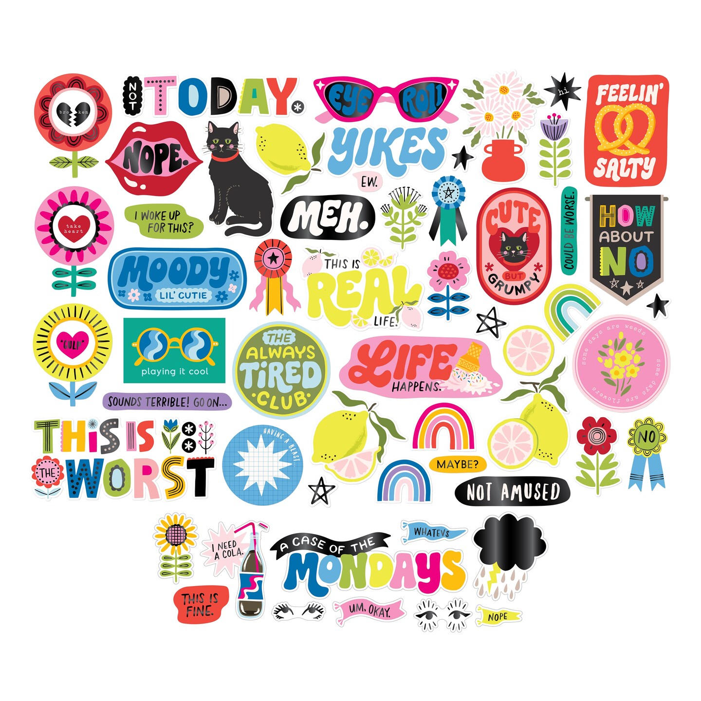 American Crafts Whatevs Ephemera Die-Cuts 60/Pkg-Icons, Black Foil