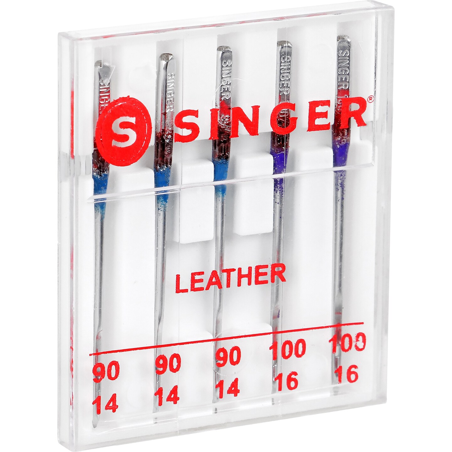 SINGER Leather Machine Needles 5/Pkg-Sizes 14/90 (3) & 16/100 (2)