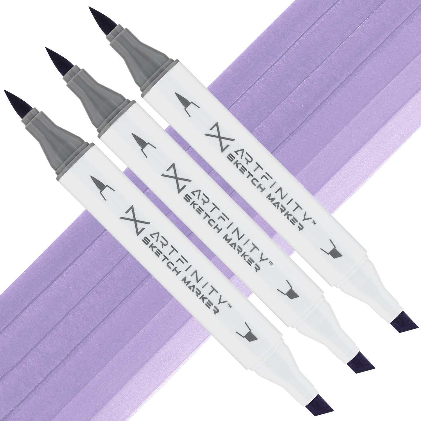 Artfinity Sketch Marker Sets - Set of 3 - White Lilac BV1-4, Vibrant, Professional, Dye-Based Alcohol Markers for Artists, Drawing, Travel, & More
