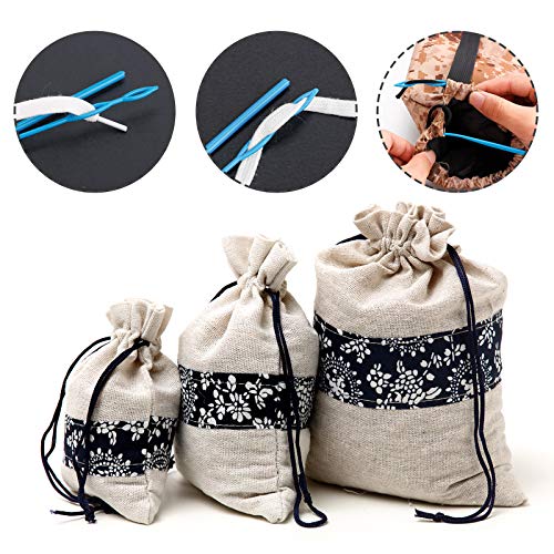 10 Pieces Bodkin Threader Drawstring Threader Set, Including 2 Flexible Plastic Drawstring Threader, 2 Stainless Steel Sewing Loop Turner Hook, 2 Metal Tweezers, 1 Bag, 3 Flat Plastic Threader