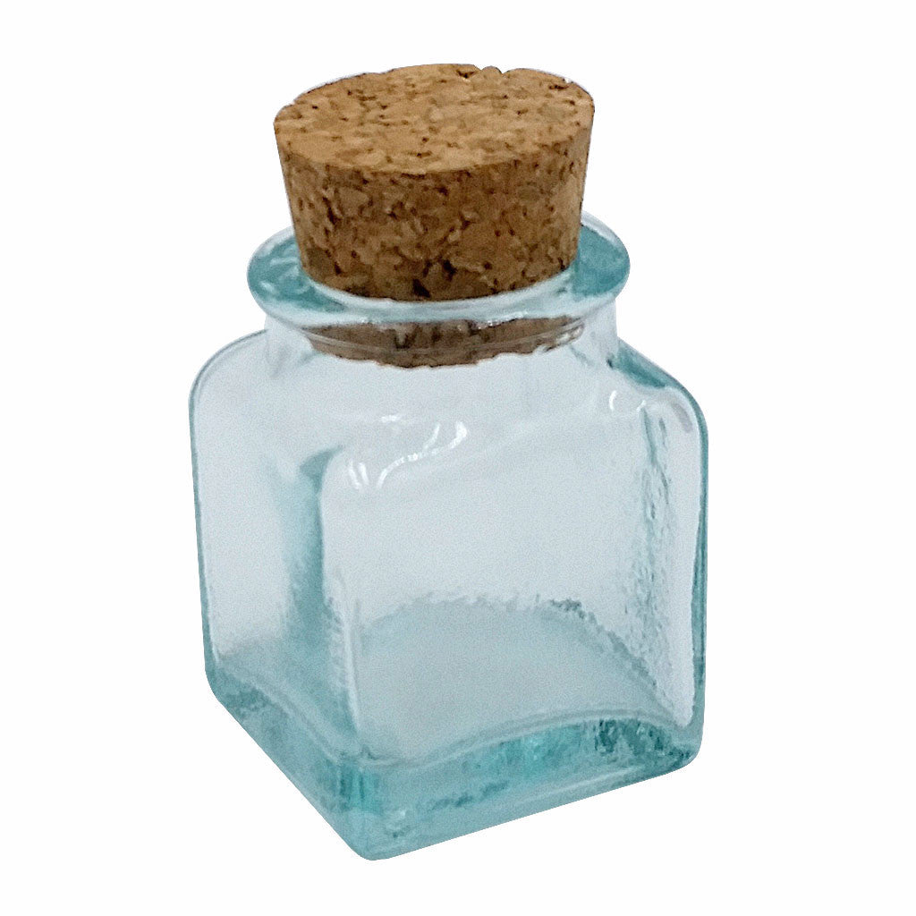 Mini Cube Green Glass Bottle 1 Ounce