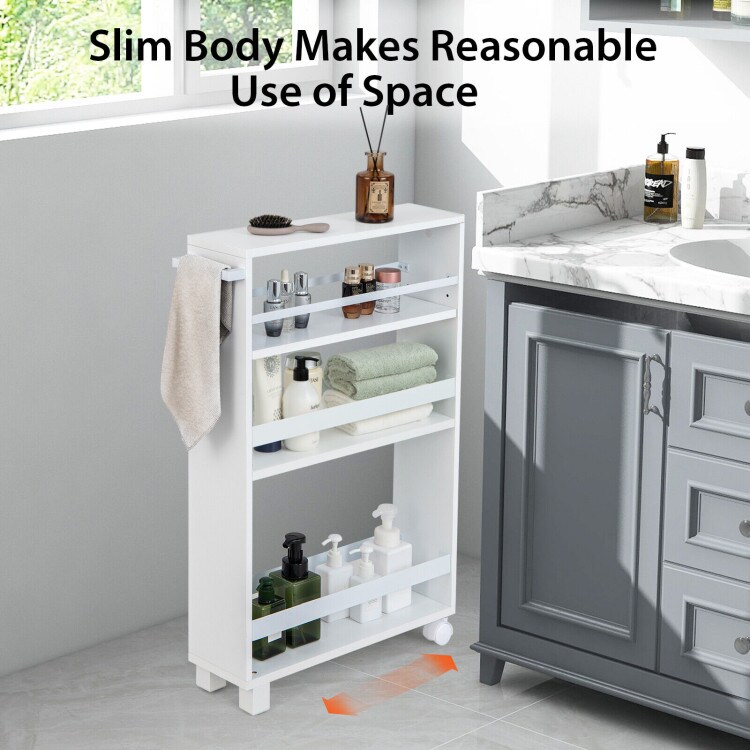4-Tier Slim Storage Kitchen Cart with Adjustable Shelves