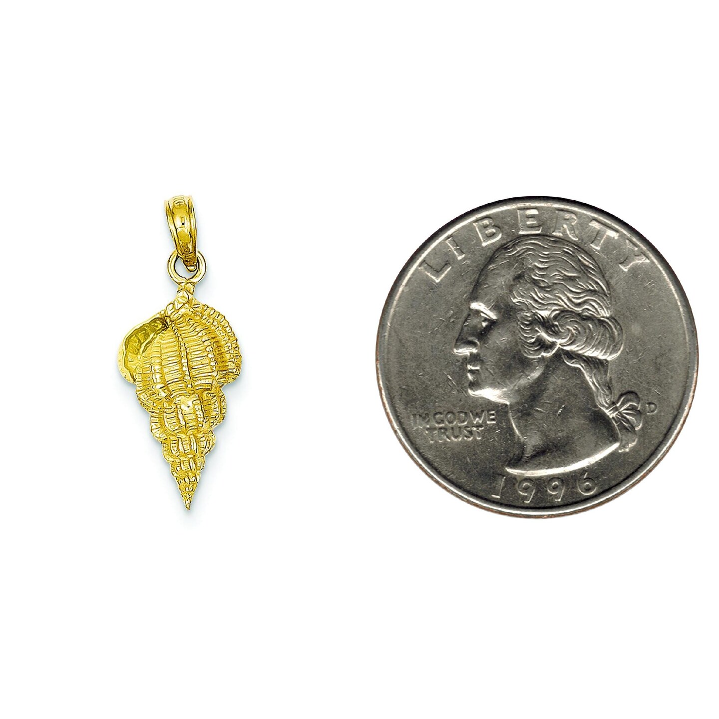14K Gold Conch Shell Charm Seashell Beach Pendant New 24 X 9mm  Jewerly