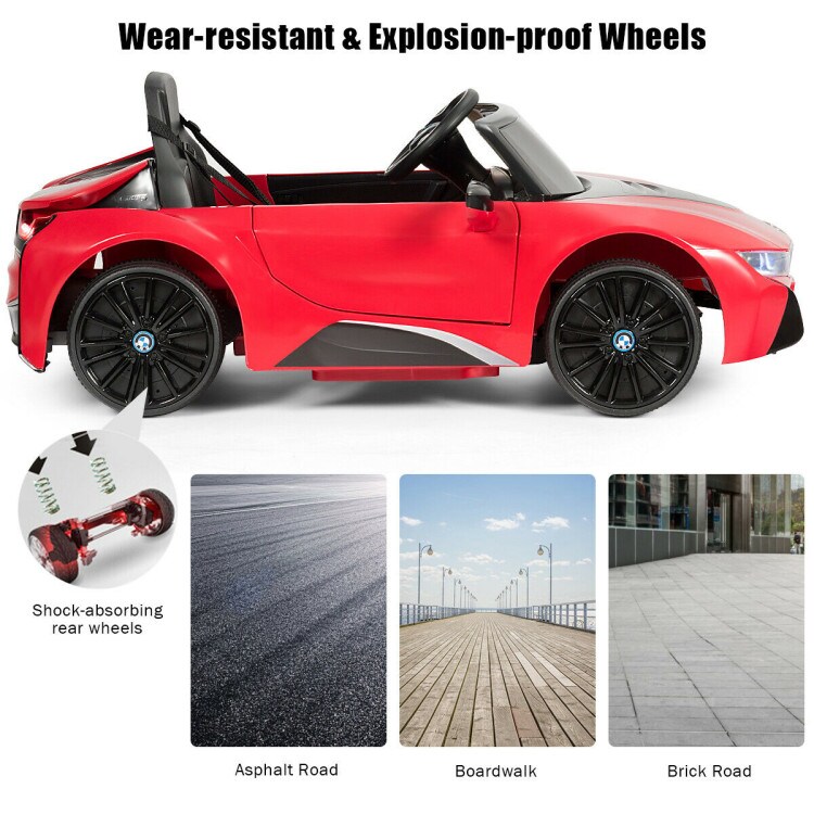 12V Licensed BMW Kids Ride On Car with Remote Control-Red