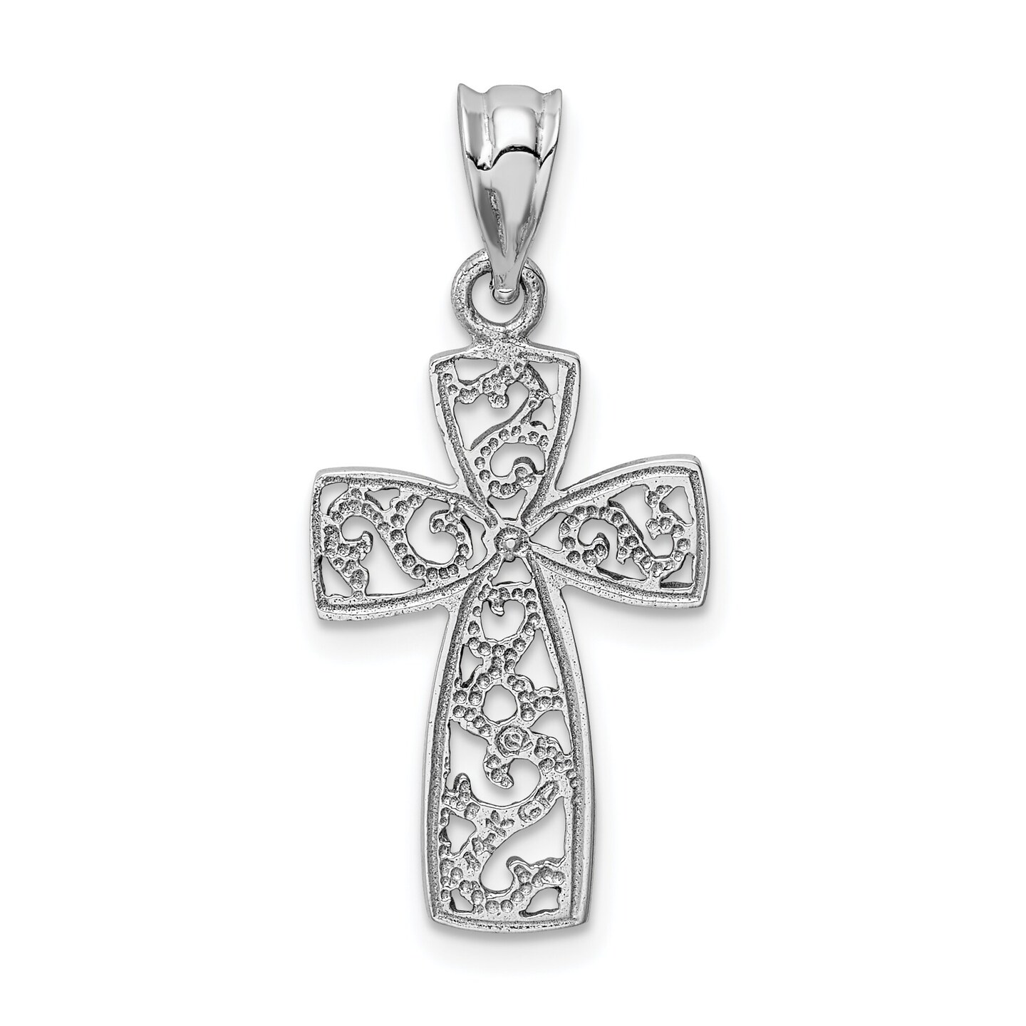 14K White Gold Cross Pendant Charm Jewelry Religious 28mm x 13mm
