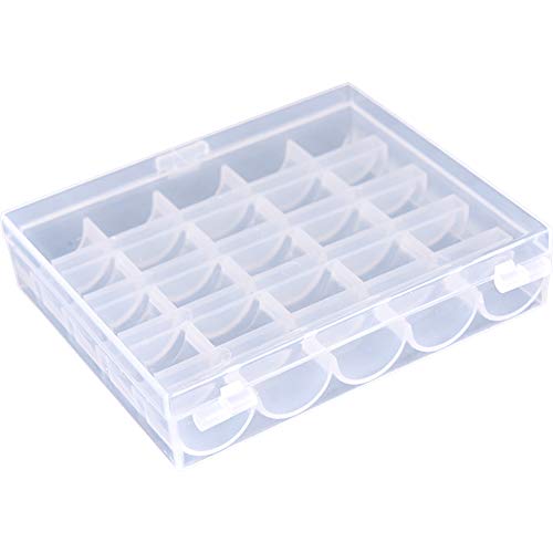 25 Slots Empty Bobbins Spools Box, Sewing Craft Plastic Case Storage Box for Sewing Machine 2 Pack