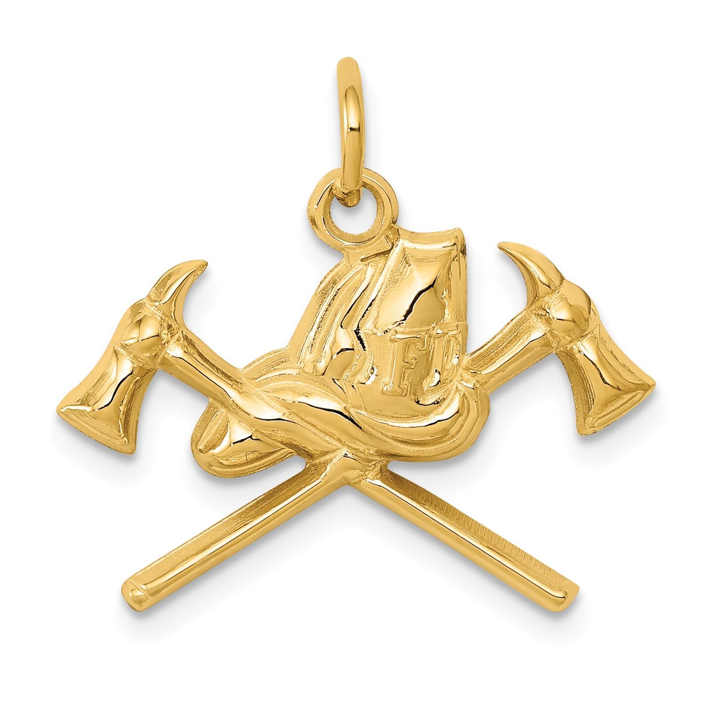 14K Gold Fire Department Charm Pendant Jewelry 20 x 21 mm