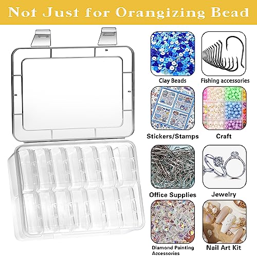 Small Bead Organizers, 15 Pieces Plastic Storage Cases Mini Clear Bead Storage Containers Transparent Boxes with Hinged Lid and Rectangle Clear Craft Supply Case