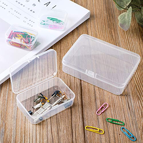 28 Pieces Mixed Sizes Rectangular Empty Mini Plastic Storage Containers with Lids for Small Items and Other Craft Projects (Clear)