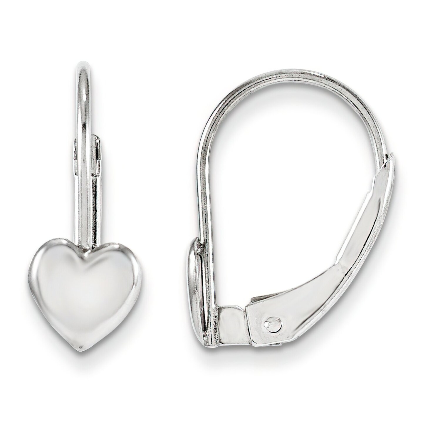 14K White Gold Dangle Heart Earrings Jewelry 11mm x 5mm