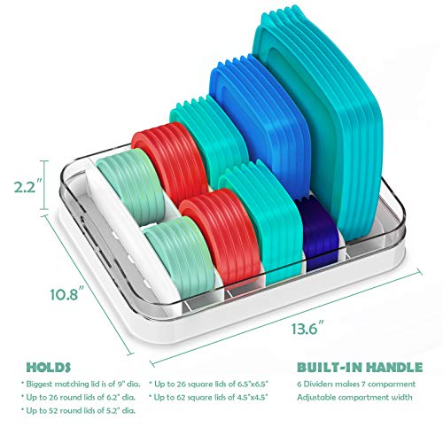 EVERIE Food Container Lid Organizer Compatible with 12&#x27;&#x27; Deep Cabinets, GS01 (White)