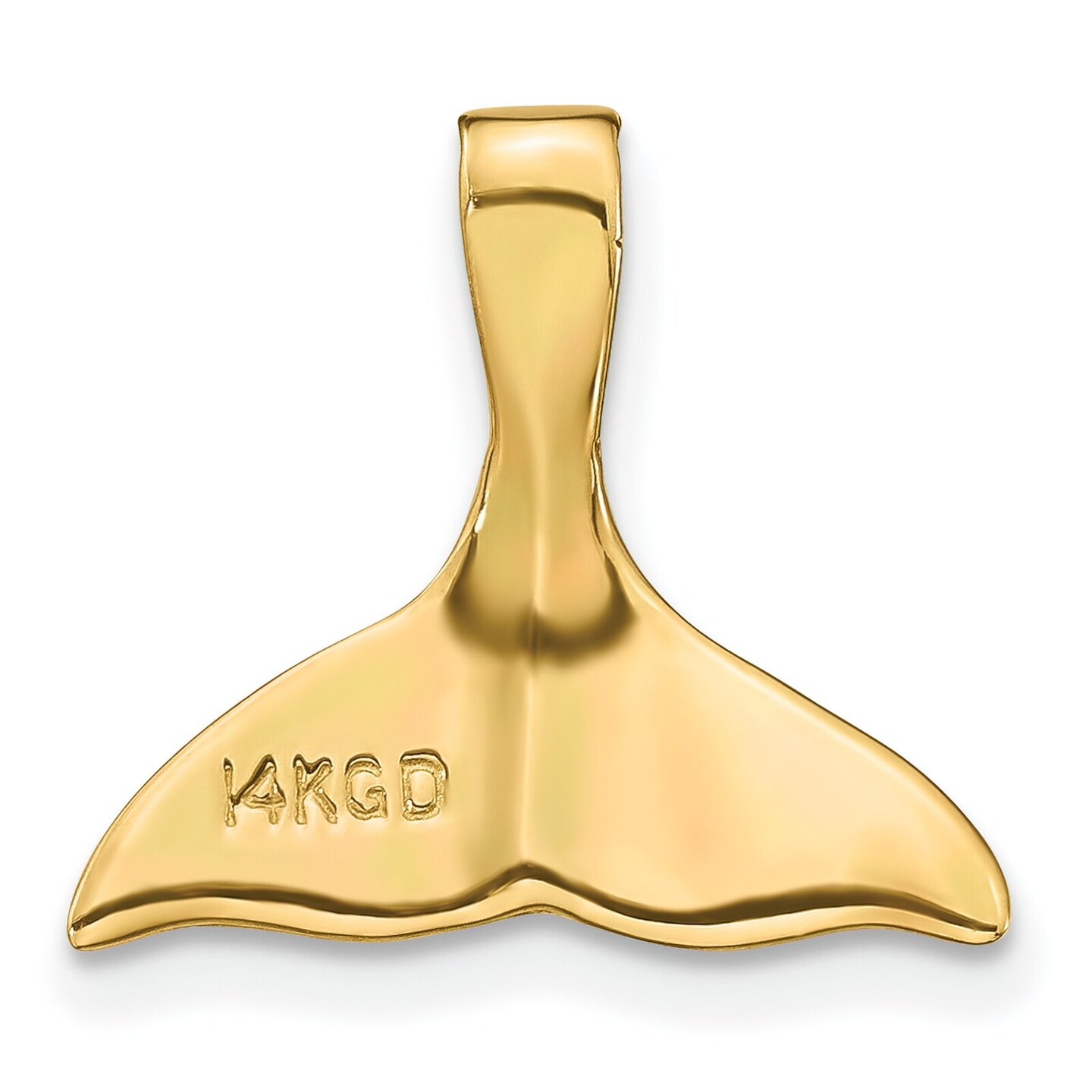 14K Gold Whale Tail Slide Pendant Charm Jewelry 15mm x 16mm