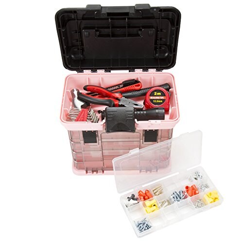 Pink Tool Box – Durable Tackle Box Organizer with 4 Compartments for  Hardware, Fishing Tackle, Beads, Hair Accessories and More by Stalwart