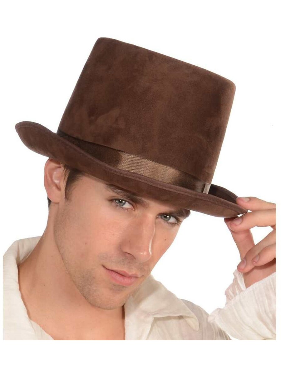New Deluxe Brown Steampunk Coachman Victorian Costume Bell Topper Top Hat