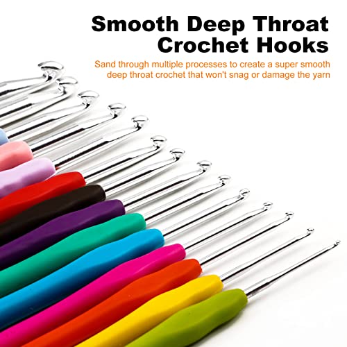 Crochet Hooks Set with Case,9 Ergonomic Crochet Hooks with Soft Grip,12 Aluminum,Full Crochet Kit for Beginners Adults with Crochet Tools and Accessories