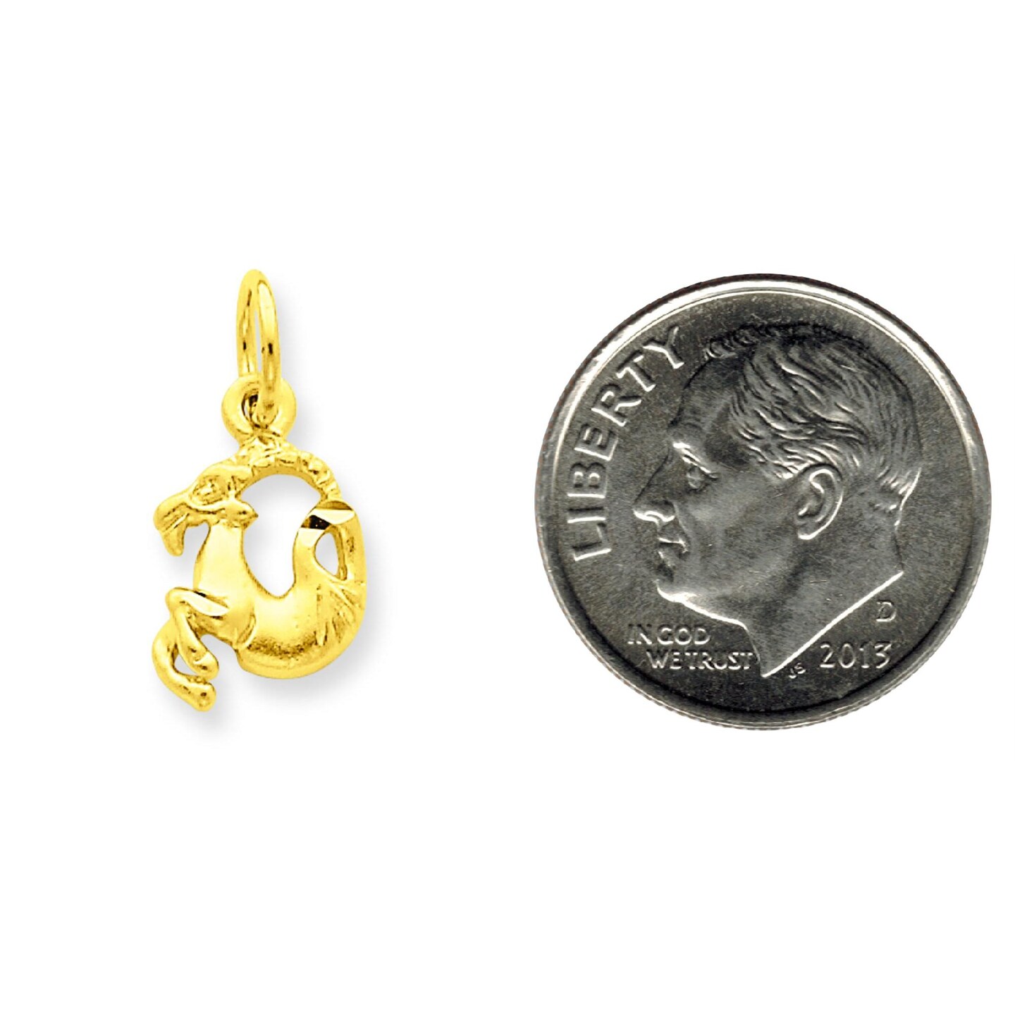 14K Yellow Gold Capricorn Zodiac Charm Pendant Jewelry 18 X 10mm