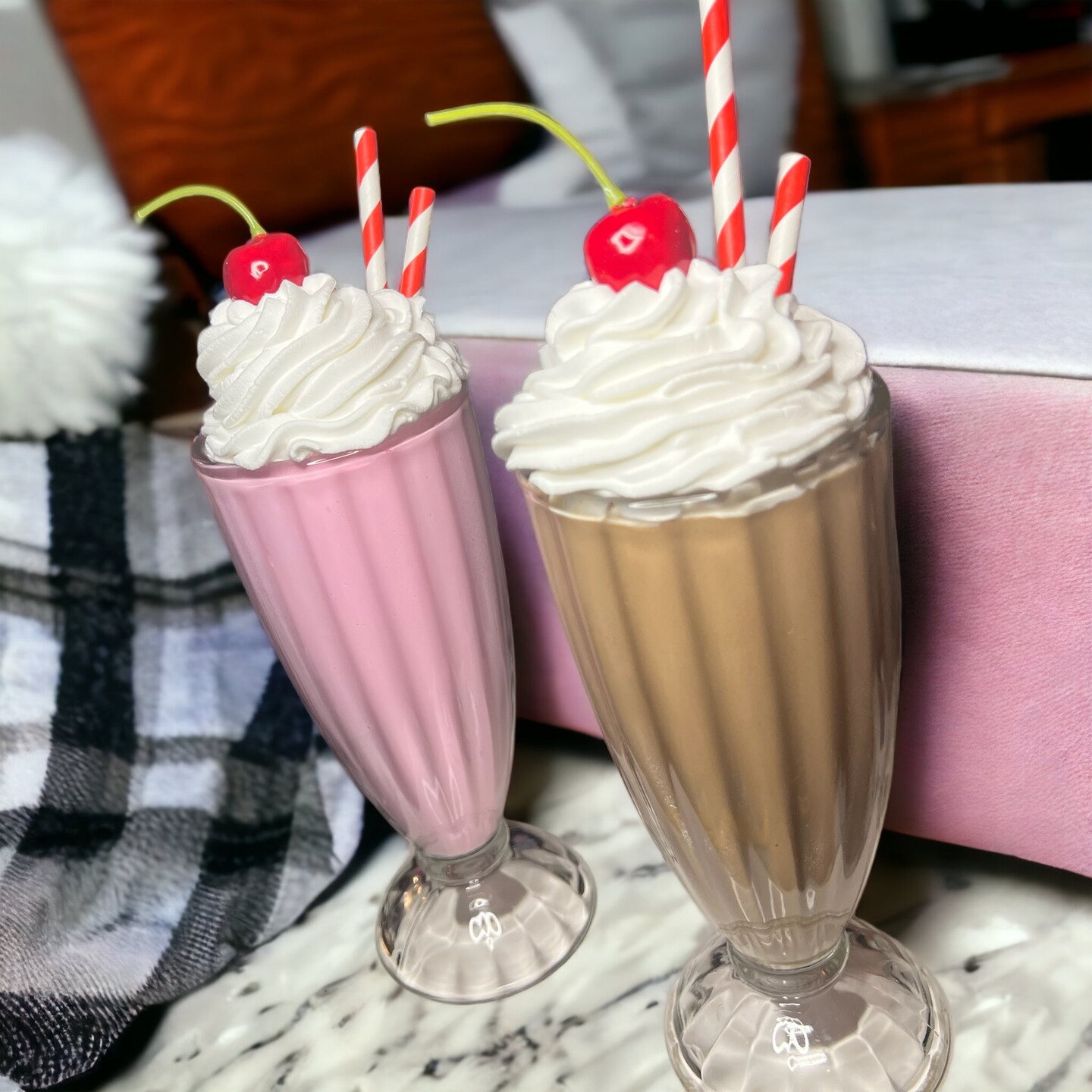 Vintage MCM Pink Frosted Parfait Milkshake Sundae Ice Cream Soda
