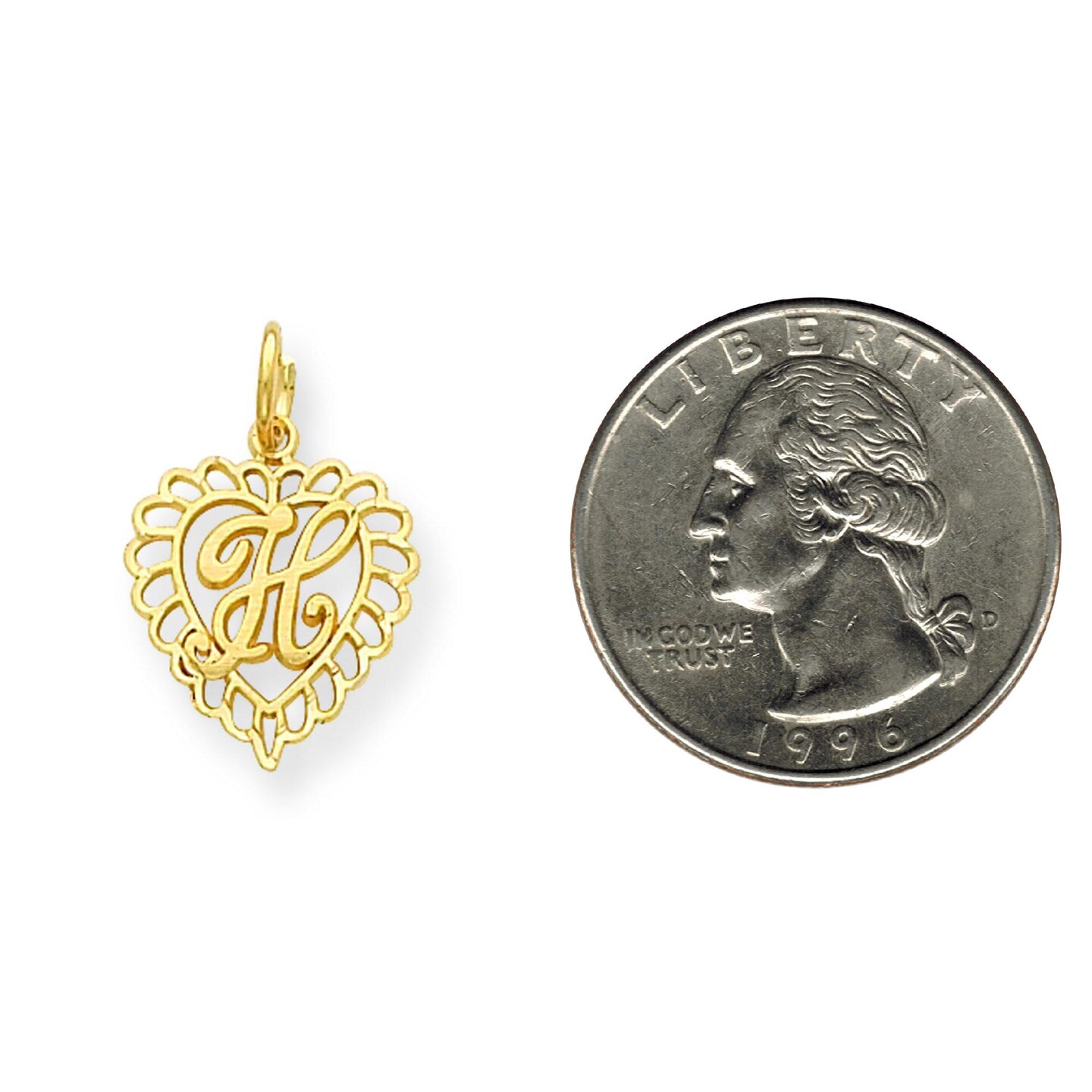 14K Gold Initial H Charm Jewelry FindingKing 23mm x 15mm
