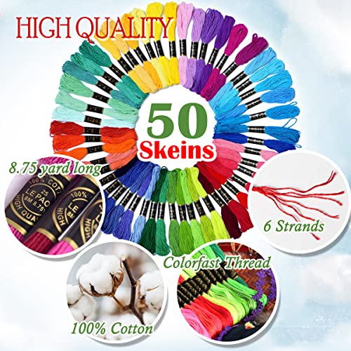 Embroidery Floss Rainbow Color 50 Skeins Per Pack Cross Stitch Threads Friendship Bracelets Floss Crafts Floss