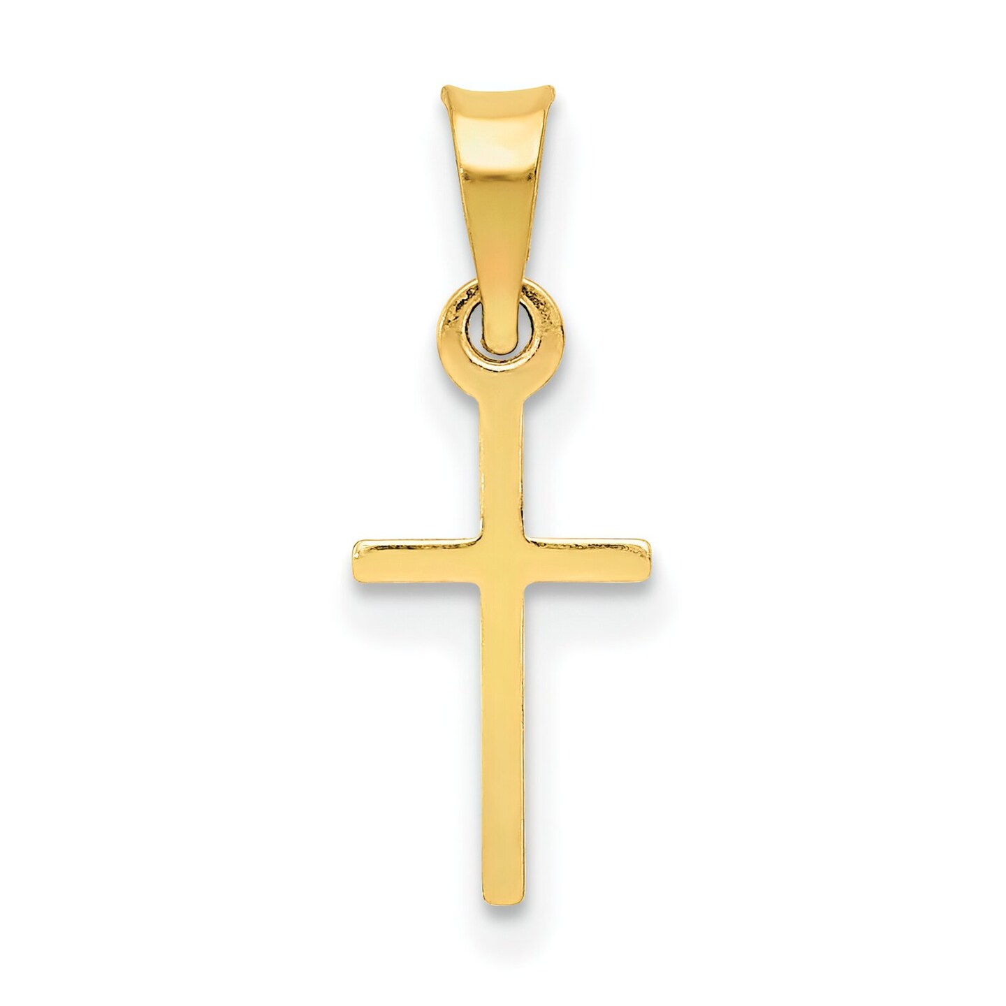 14K YELLOW GOLD SMALL PLAIN POLISHED CROSS CHARM PENDANT - MADE IN ITALY
