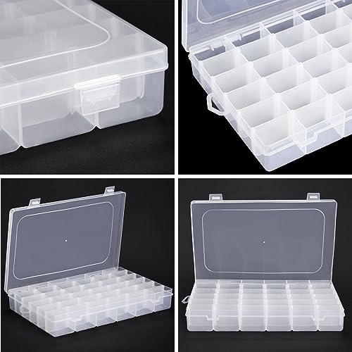 3 Pack Jewelry Organizer Box for Earrings, Clear Plastic Bead Storage Containers for Crafts (36 Compartments)