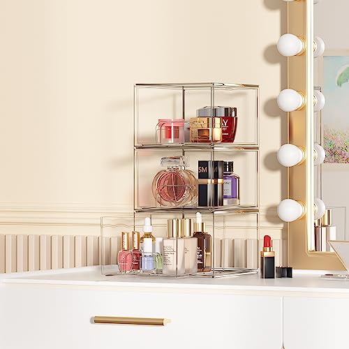 2 Pack Stackable Makeup Organizer Storage Drawers, Vtopmart Clear