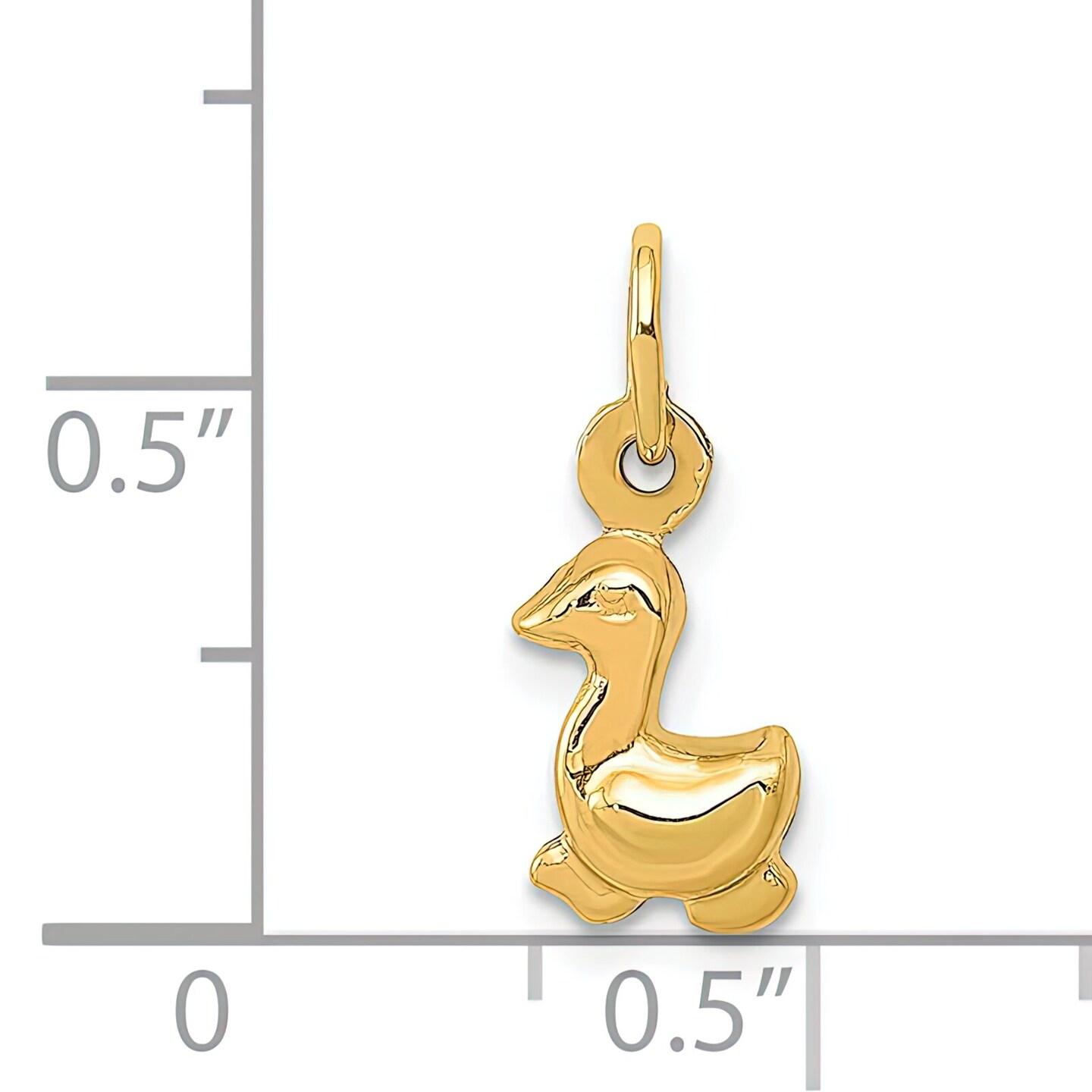 14K Yellow Gold Duck Charm Bird Animal Jewelry 15mm x 6mm