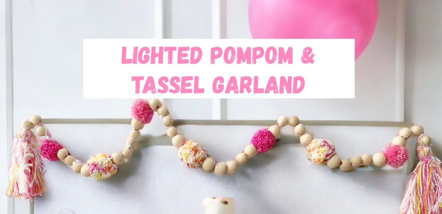 Light Pink Wood Bead Garland with Tassels