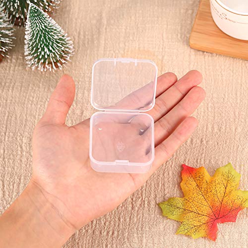 12 Pack Clear Plastic Beads Storage Containers Box with Hinged Lid for Beads and More (2.12 x 2.12 x 0.79 Inch)