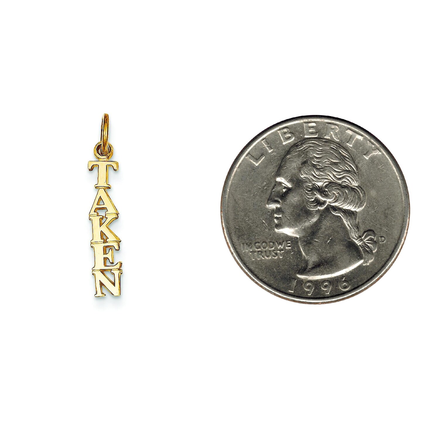 14K Yellow Gold Taken Charm Love Relationship Pendant Jewerly 23mm x 3mm