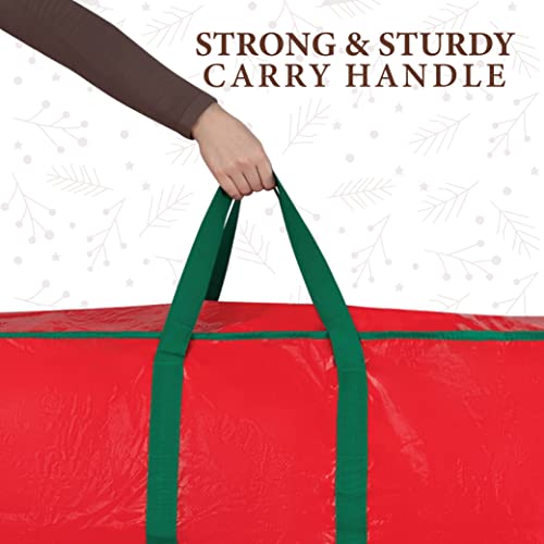 Christmas Tree Storage Bag, Stores 7.5 Foot Artificial Xmas Holiday Tree, Durable Waterproof Material, Protect Against Dust, Insects, and Moisture, Zippered Bag with Carry Handles, (Red)