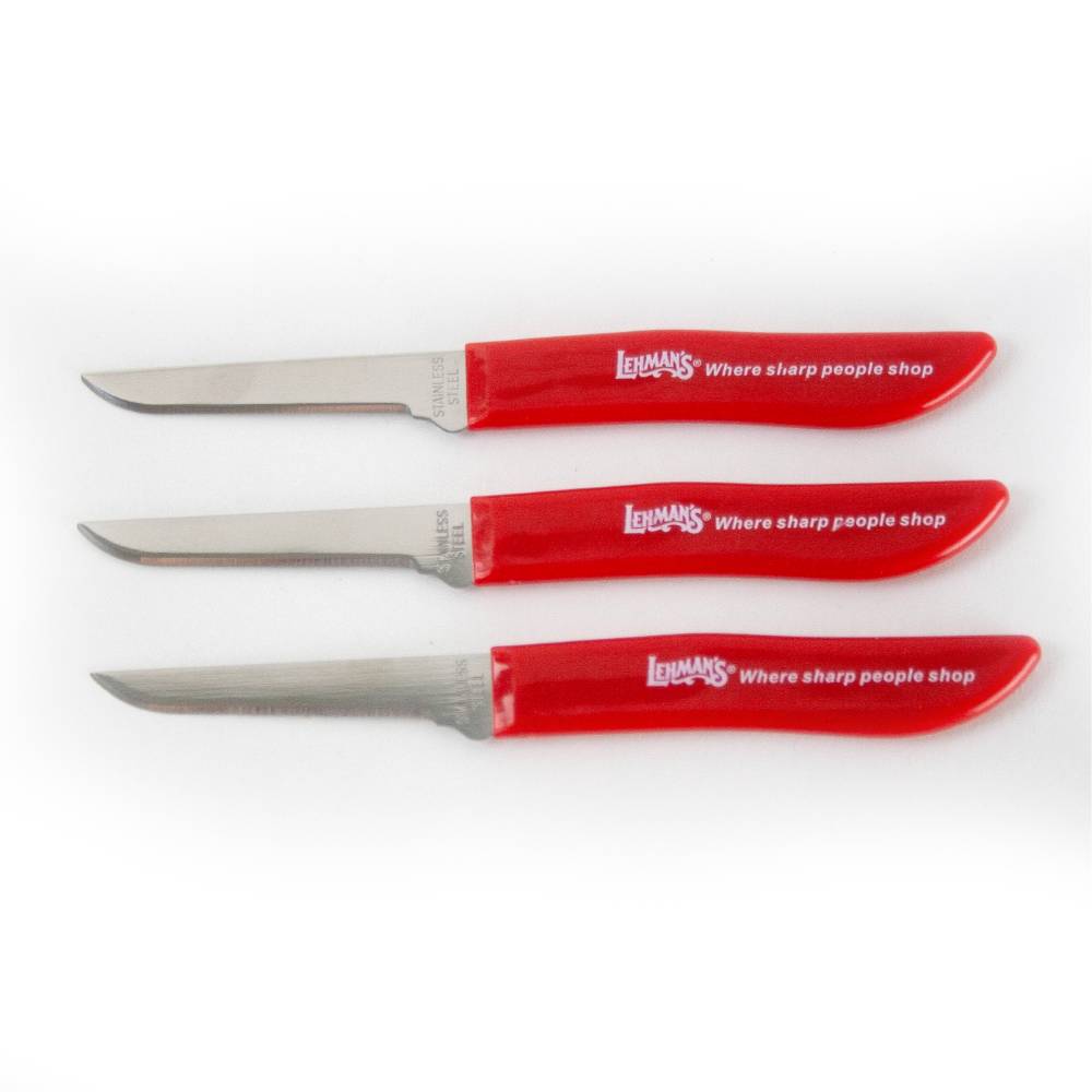 Lehman&#x27;s Paring Knife Set, Sharp Flexible Stainless Steel Peeling Coring Knives, 2.5 inch Blades, Pack of 3