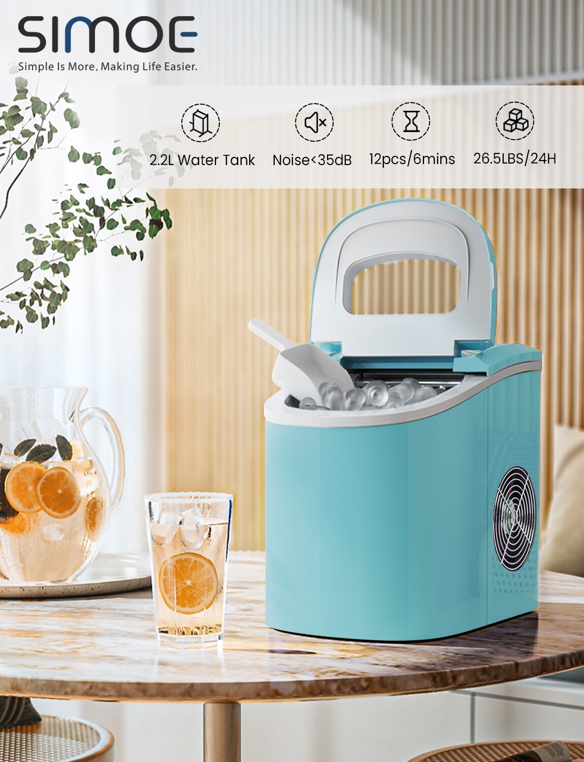 9 Bullet-Shaped Ice Cubes Mini Portable Compact Electric Ice Maker Machine