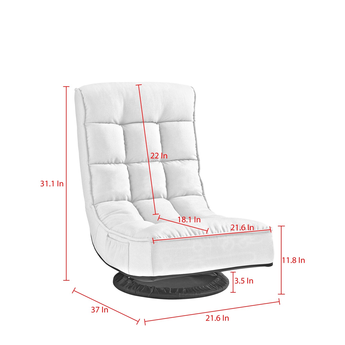 Hutson Linen Recliner/Floor Chair With 3 Adjustable Positions