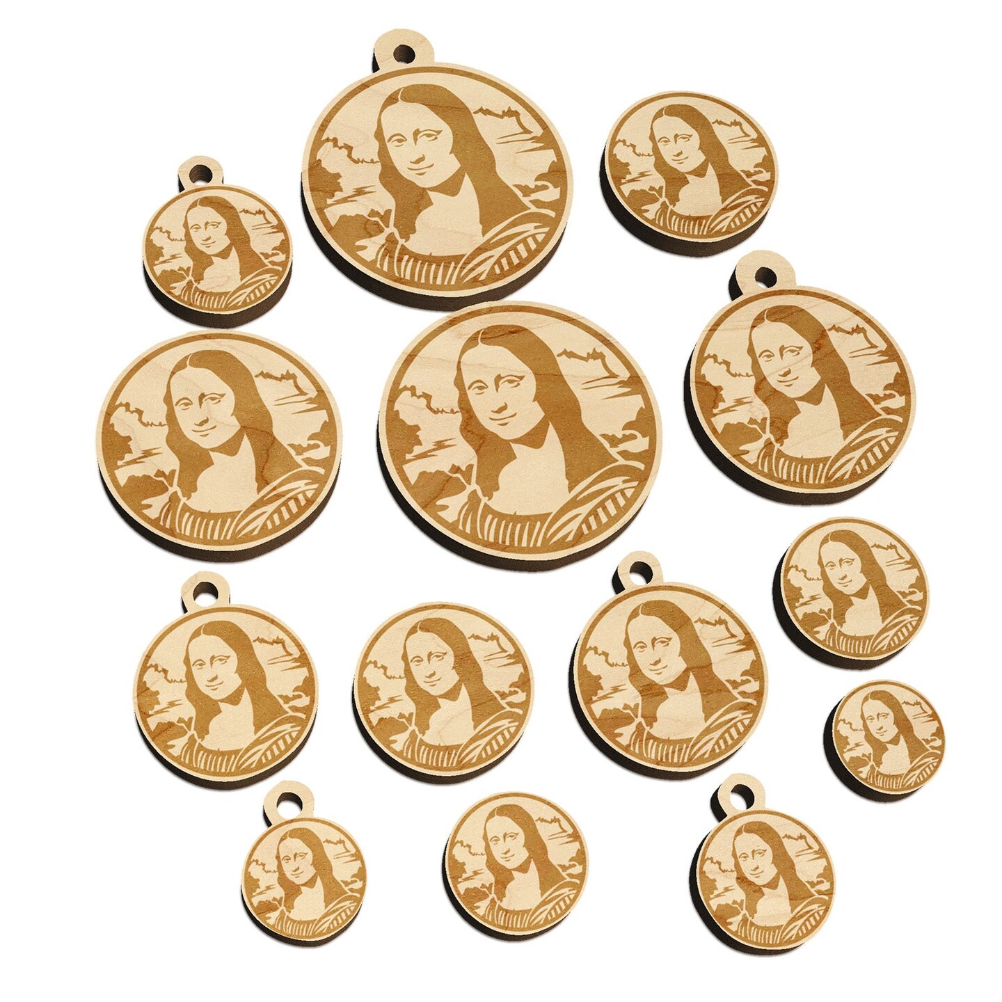 Mona Lisa Painting by Leonardo Da Vinci Mini Wood Shape Charms Jewelry DIY Craft