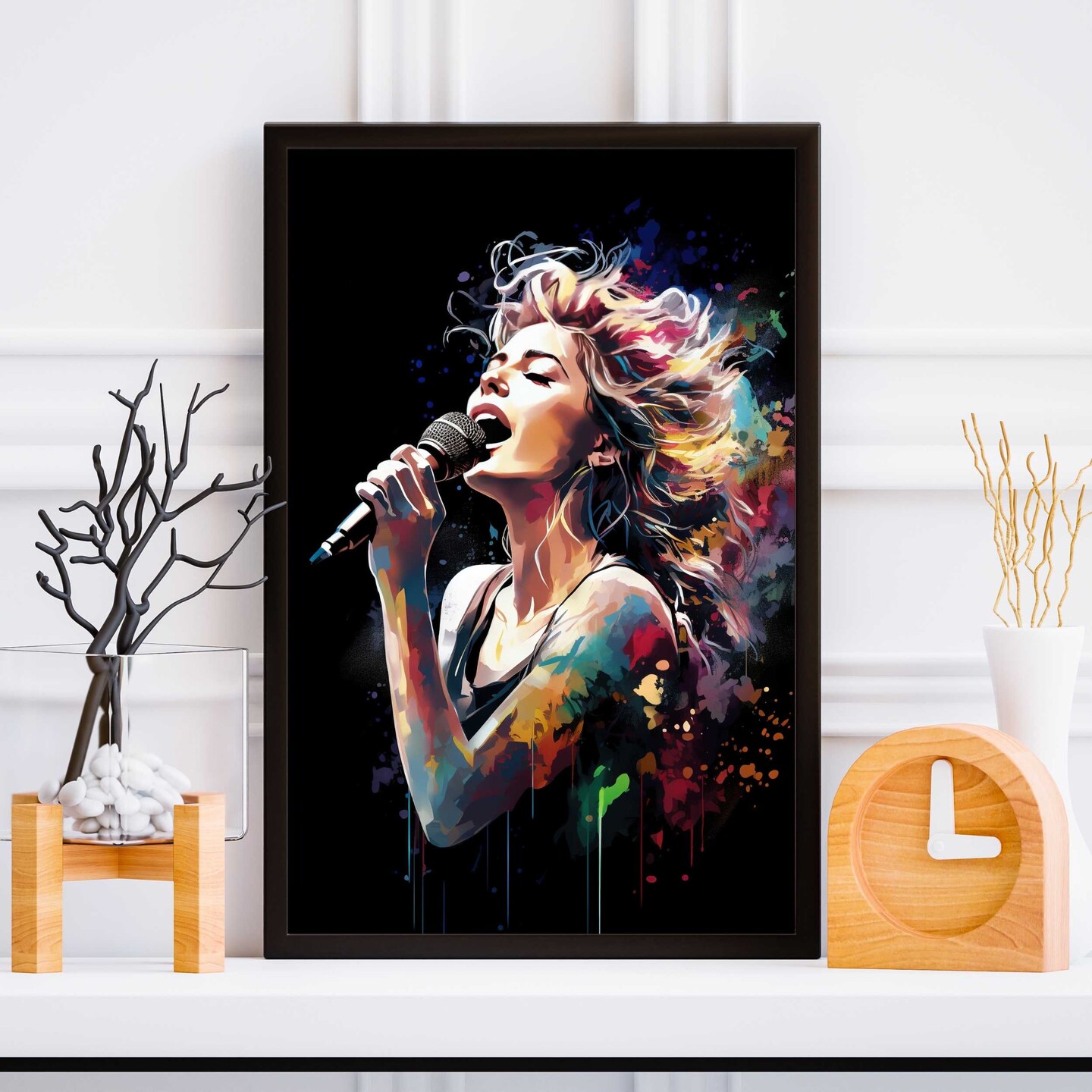 Female Singer 1 Poster, Musical Instrument Print, Office Poster