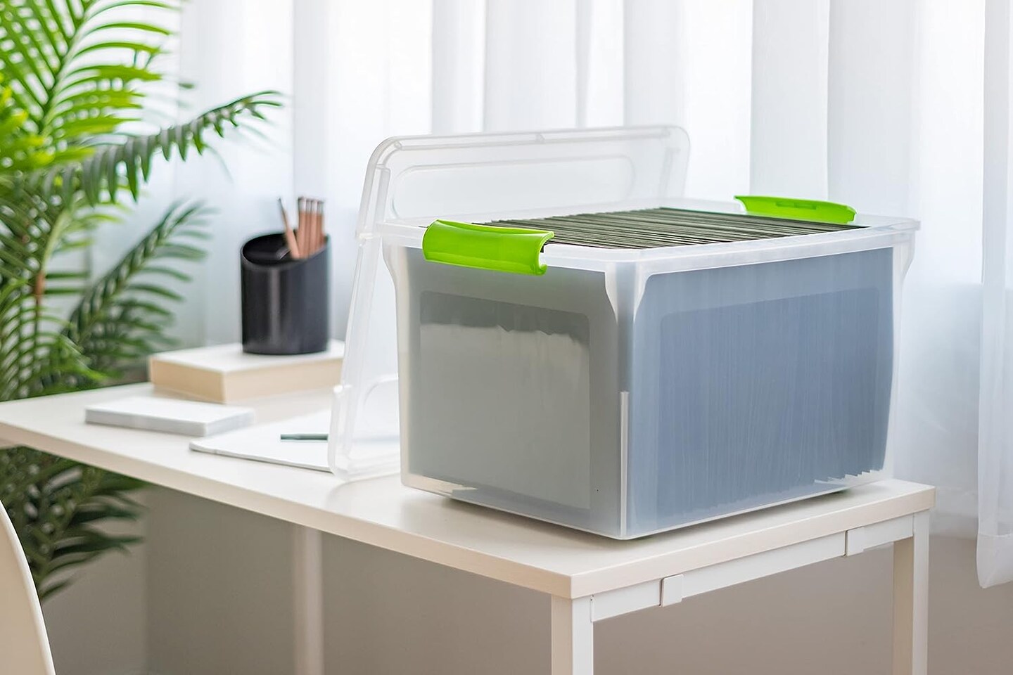 IRIS USA Letter Legal Size Plastic File Box, Home Organizing Storage Container