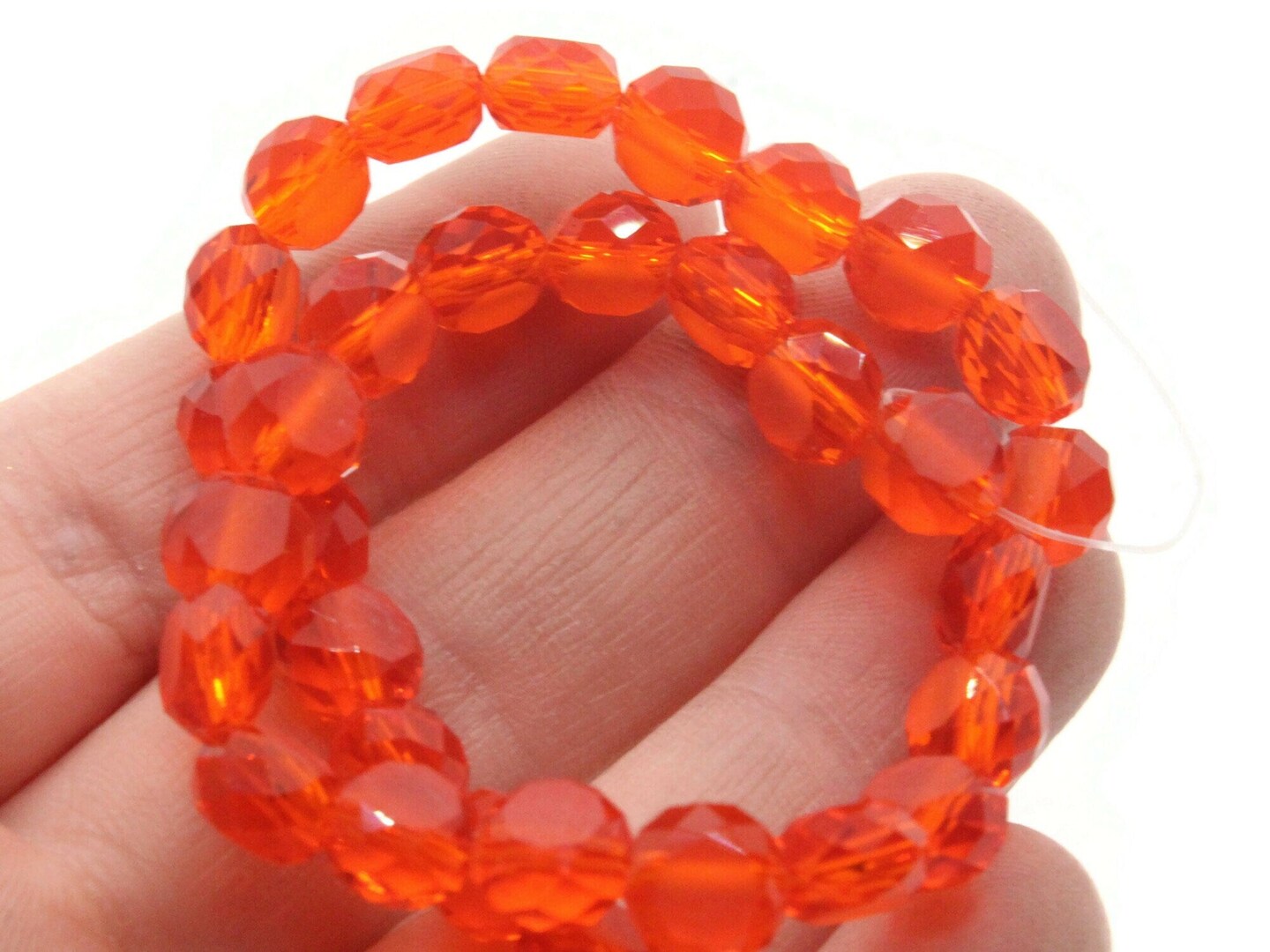 36 8mm Red Coin Faceted Flat Round Glass Beads