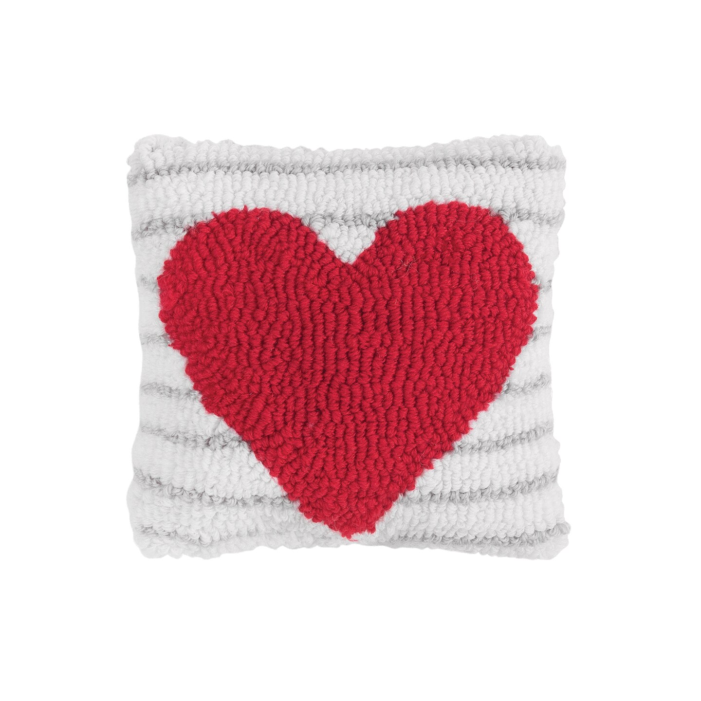 Heart Stripe Mini Valentine's Day Hooked Accent Pillow 8" x 8"