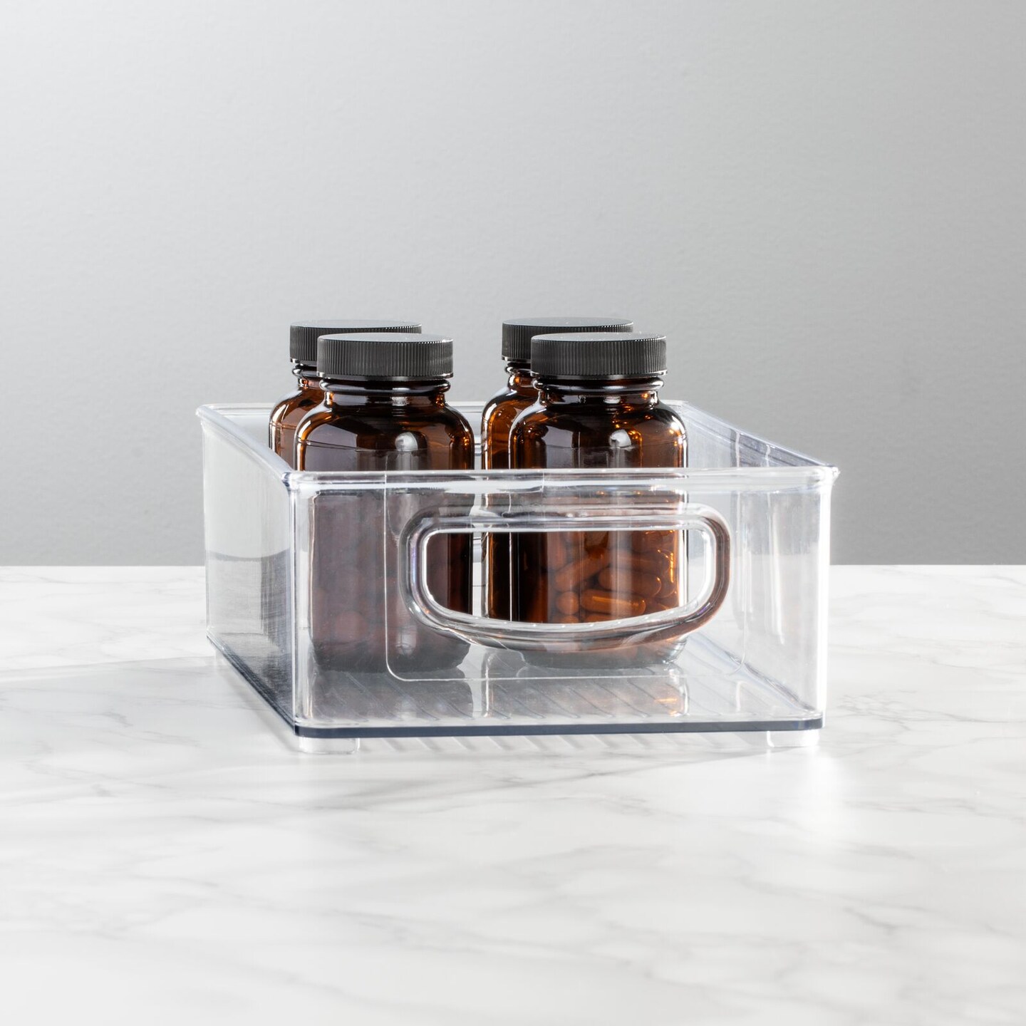 mDesign Plastic Bath Vanity Storage Organizer Bin with Handles