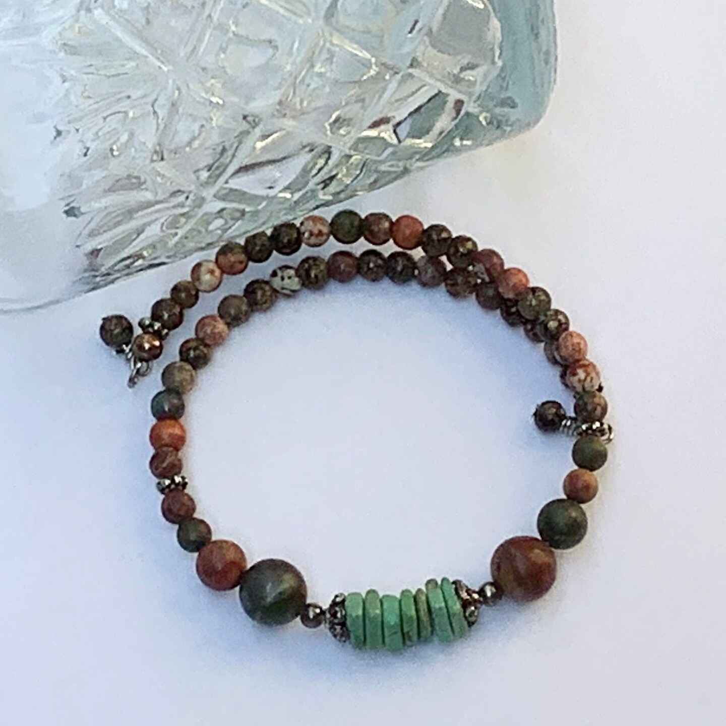 4-wrap memory wire 'earthy colours' bracelet