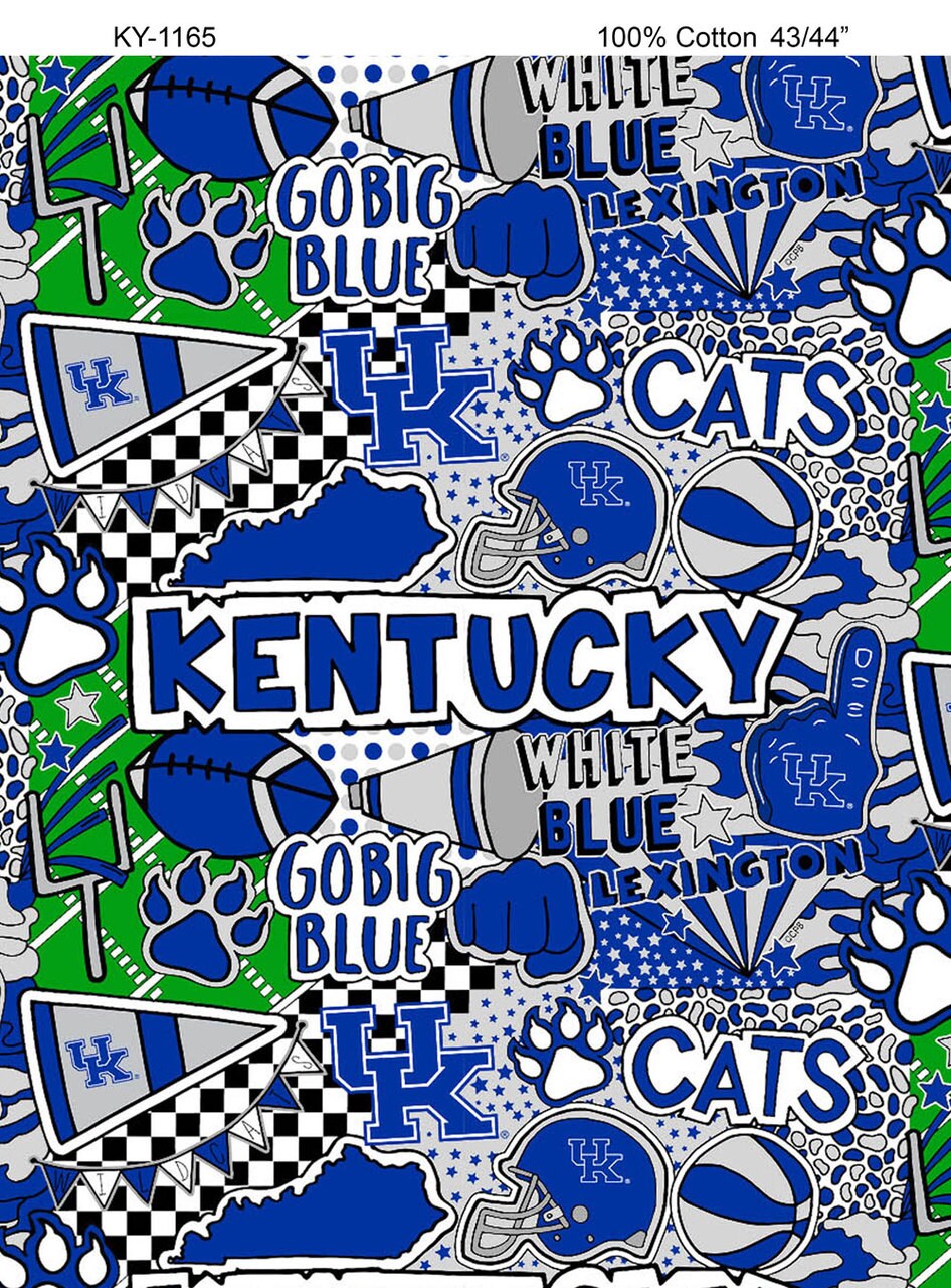 Sykel Enterprises-University of Kentucky Cotton Fabric-Kentucky Wildcats Pop Art Cotton Quilting Fabric