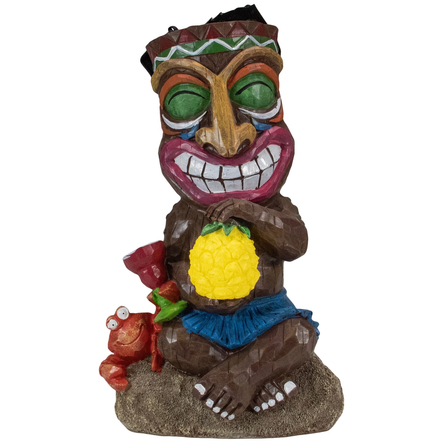 Northlight 13.75&#x22; Solar Lighted Polynesian Outdoor Garden Smiling Tiki Statue