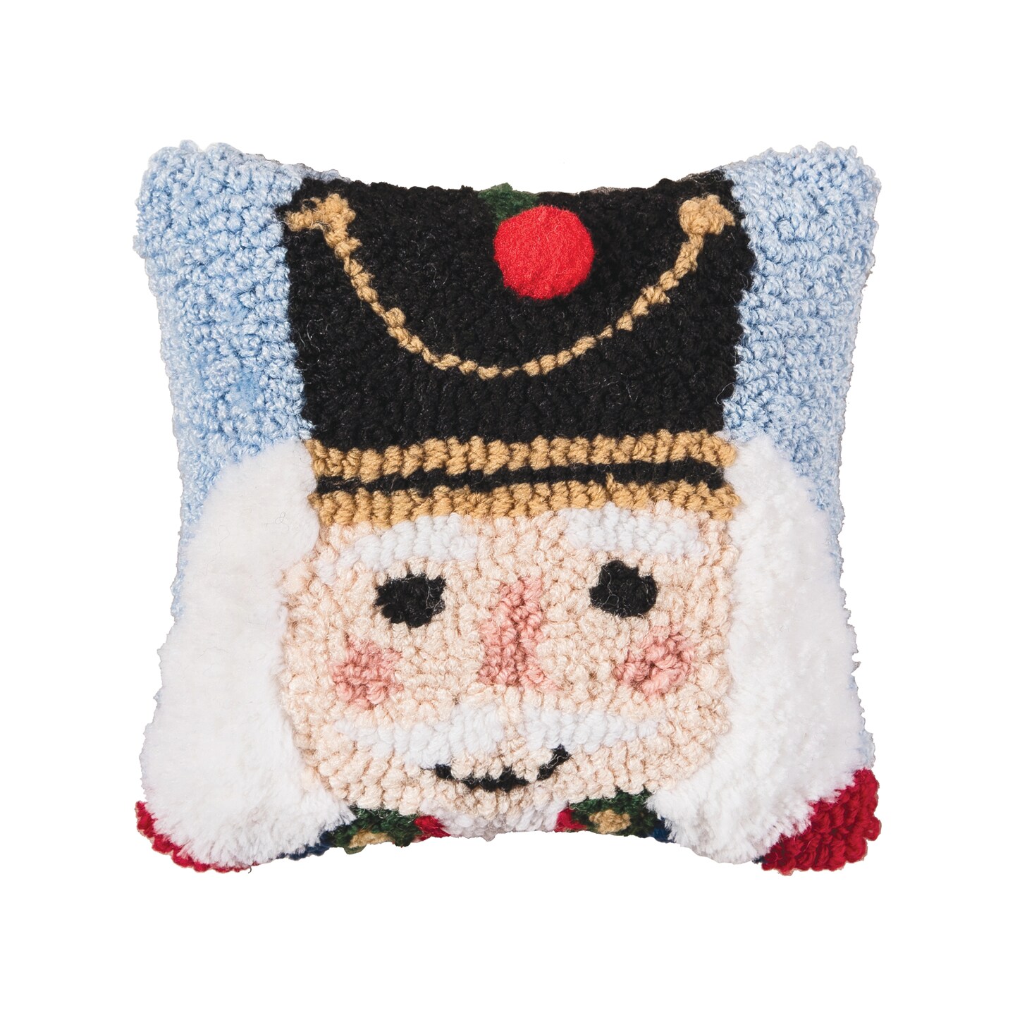 8&#x22; x 8&#x22; Nutcracker Hooked Petite Christmas Holiday Throw Pillow