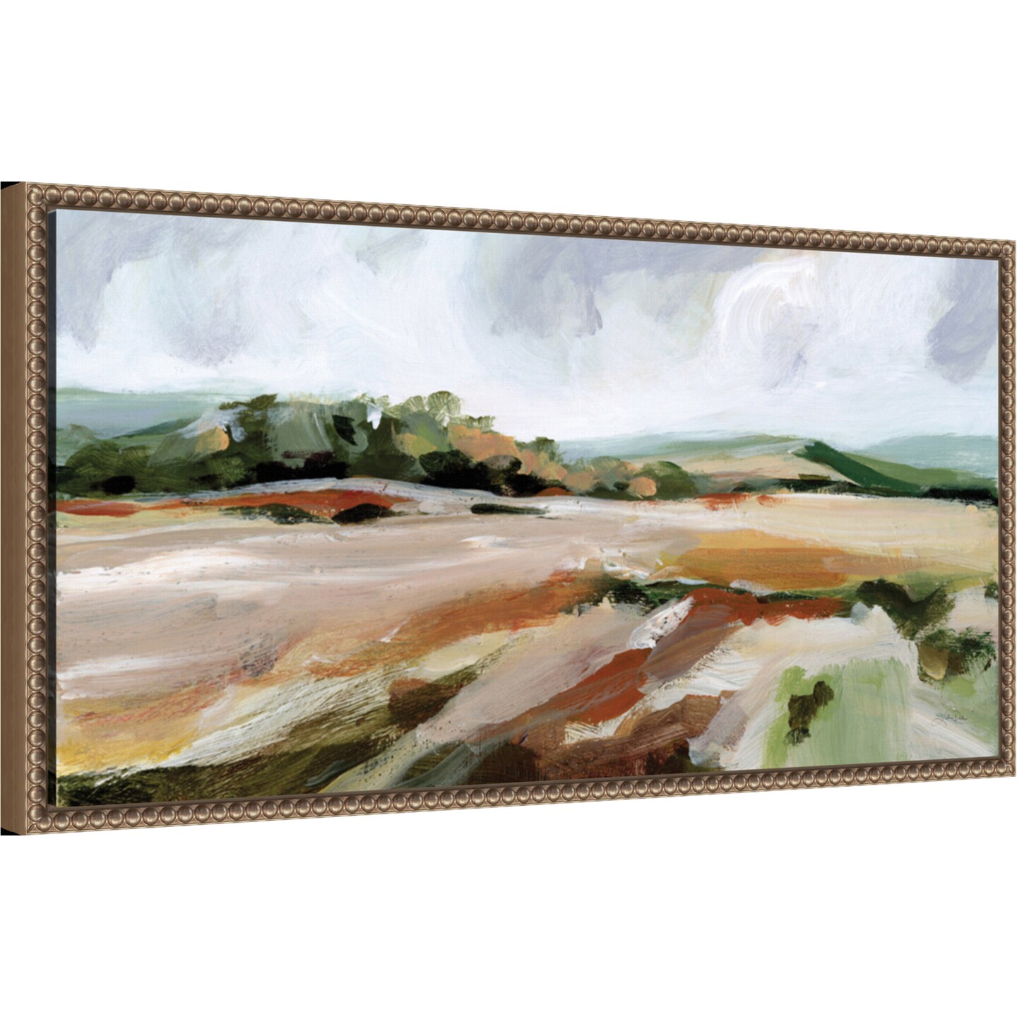 Taupe Toned Landscape by Katrina Pete 27-in. W x 14-in. H. Canvas Wall Art Print Framed in Bronze